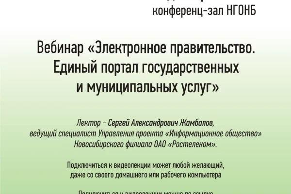 Видеолекцию об электронном правительстве прослушали жители 15 муниципальных образований Новосибирской области.